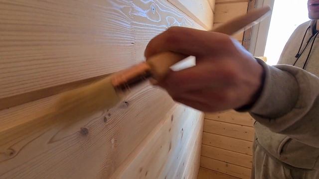 Покраска дома из профилированного бруса маслом Biofa