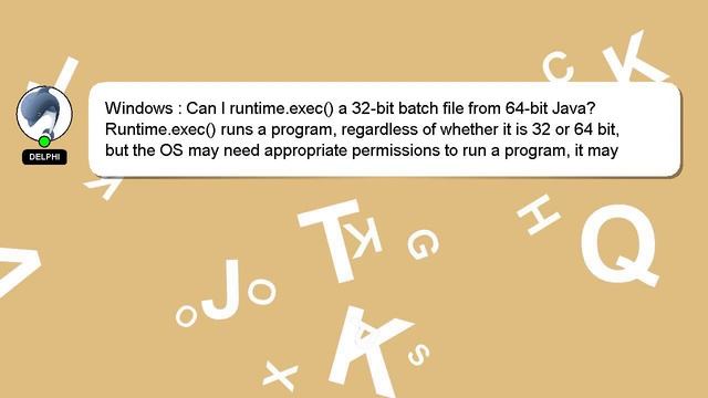 Windows : Can I runtime.exec() a 32-bit batch file from 64-bit Java? смотреть онлайн