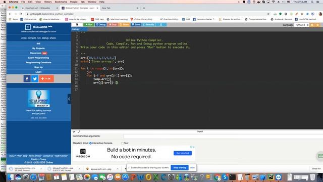 Insertion Sort implementation in Python смотреть онлайн
