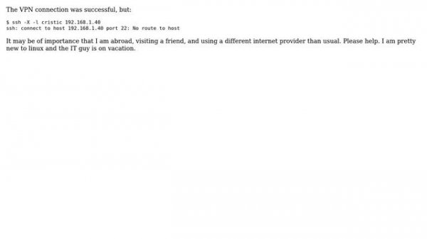 Ubuntu: ssh: connect to host [ip] port 22: No route to host