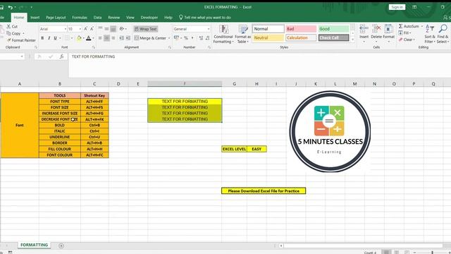 MS EXCEL TEXT FORMSTTING For Beginner|| Basic Text Formatting || 5 Minutes classs смотреть онлайн
