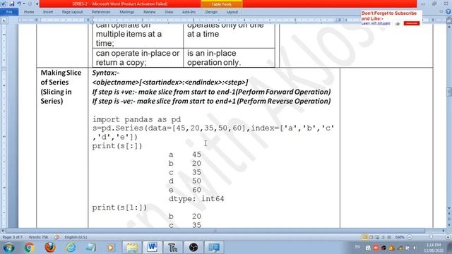 Operation in Series | Python Pandas | Selection | Slicing | Vector | Head() | Tail | XII IP CBSE | смотреть онлайн