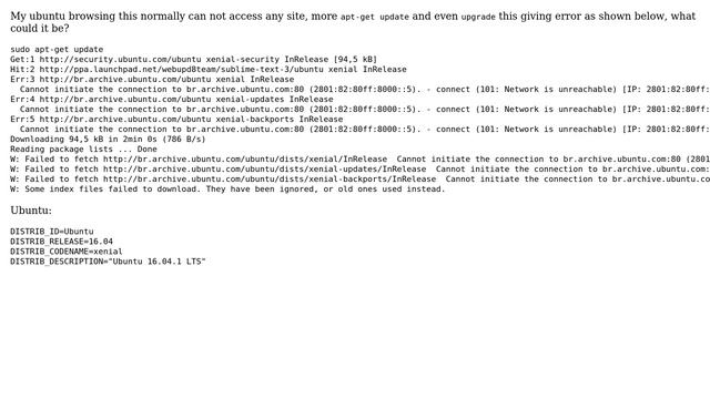Ubuntu: Error 101: Network is unreachable when trying to update смотреть онлайн