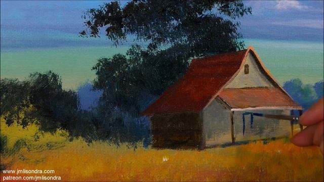 Acrylic Landscape Painting in Time-lapse / House in the Meadow / JMLisondra смотреть онлайн