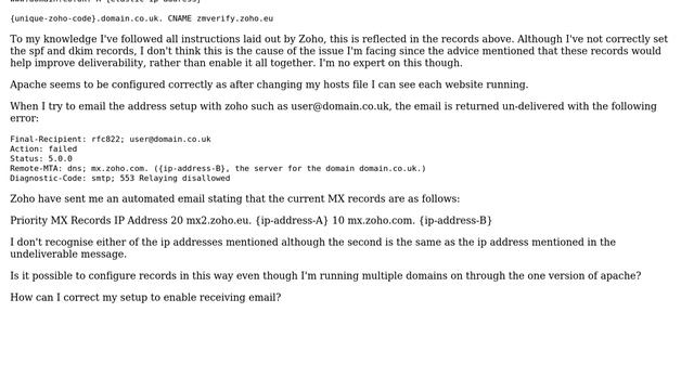 Mail undeliverable giving "Diagnostic-Code: smtp; 553 Relaying disallowed" error смотреть онлайн