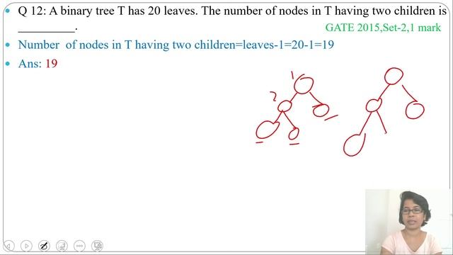 GATE CS 2015,Set-2,Q10,Set-3,Q25 :A binary tree T has 20 leaves.The number of nodes in T having two смотреть онлайн