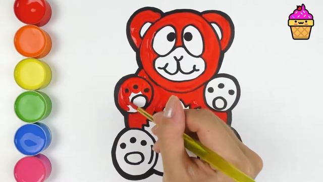 Раскраска для детей КРАСНЫЙ МЕДВЕДЬ. Мультик - Раскраска. Учим цвета. КАПКЕЙК смотреть онлайн