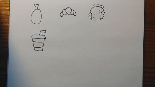 Как нарисовать еду, завтрак, фастфуд. Рисование для новичков. смотреть онлайн
