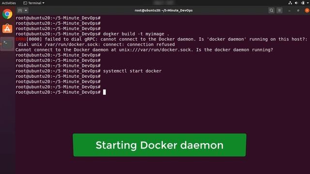 docker build error RRO0000 failed to dial gRPC: cannot connect to the Docker daemon |5-Minute DevOp смотреть онлайн