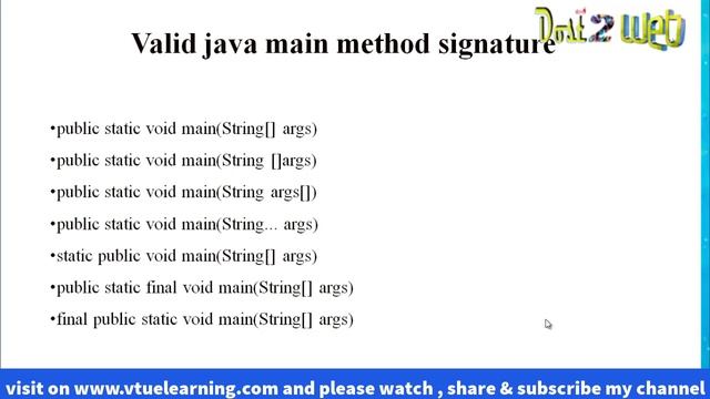Valid and Invalid Main Method in Java | Object Oriented Concept | VTU | CSE | VTUeLearning смотреть онлайн
