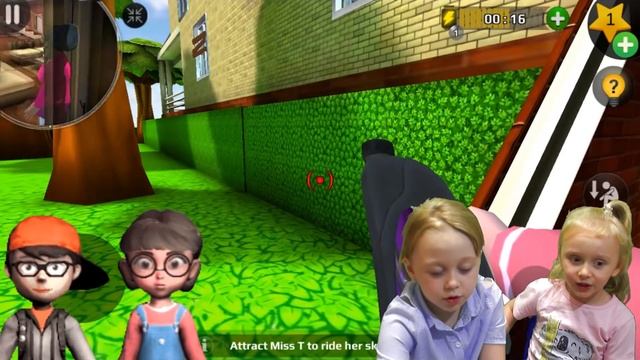 Прошли уровень со скейтбордом в игре Scary Teacher. Мисс Ти украла у Ника его скейт. смотреть онлайн