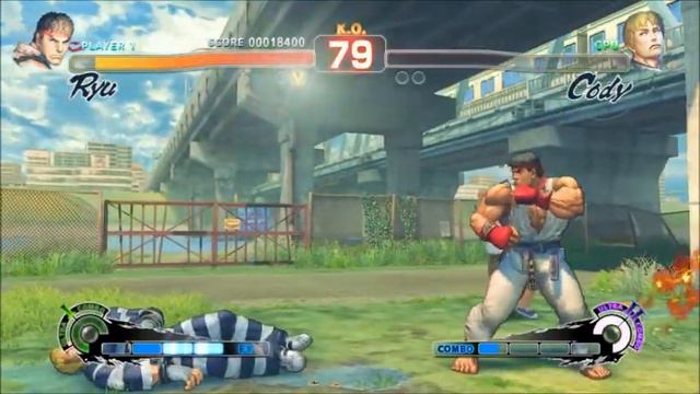 Super Street Fighter IV Arcade Edition (Ryu versus Cody on Medium) смотреть онлайн