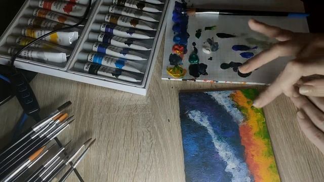 Рисуем акриловыми красками , звезды,небо смотреть онлайн