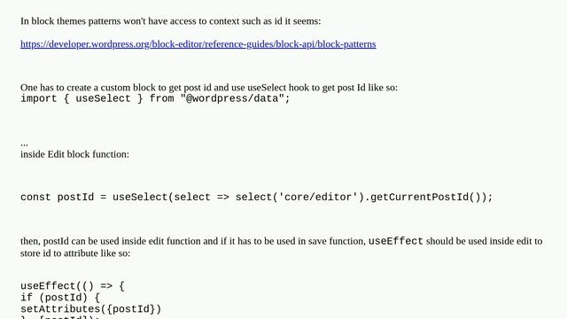 Get postId in a wordpress pattern file? смотреть онлайн