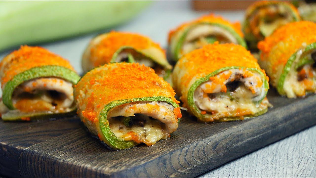 Рулетики из кабачков с начинкой. Сразу 2 Рецепта смотреть онлайн