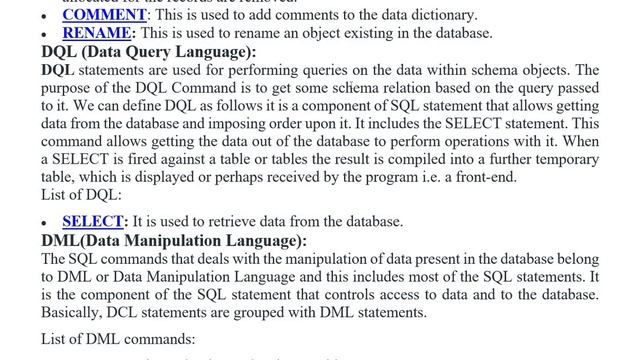 SQL | DDL, DQL, DML, DCL And TCL Commands смотреть онлайн