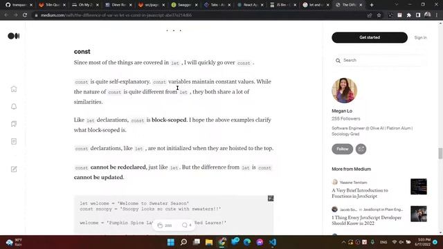 React.js(1) - JavaScript Reminder | 1 - difference between var, let & const смотреть онлайн