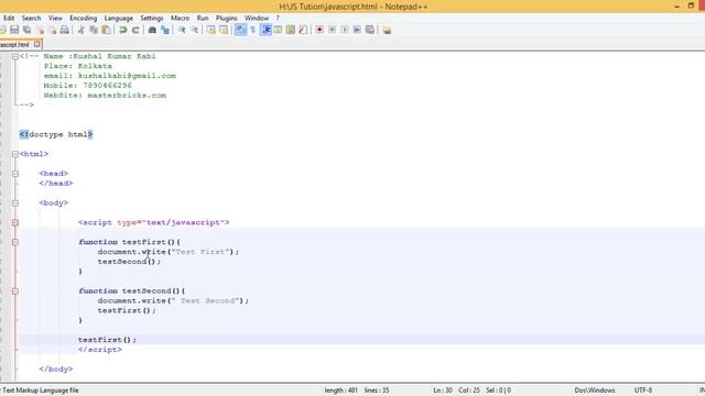 06-Calling a function and local and global function in Java Script - Tutorial in bengali смотреть онлайн
