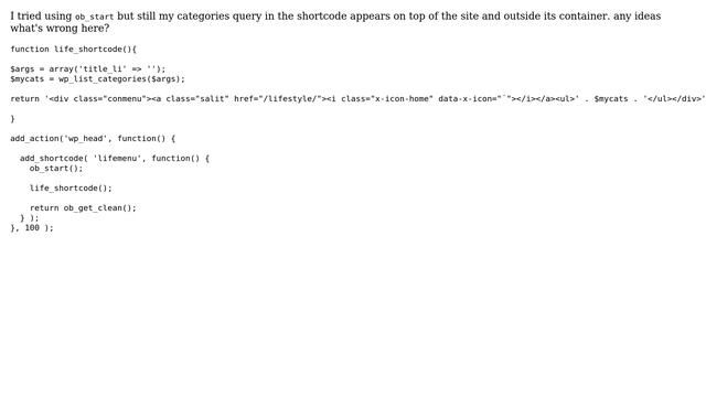 Wordpress: Shortcode - Getting Categories appears on top of website смотреть онлайн