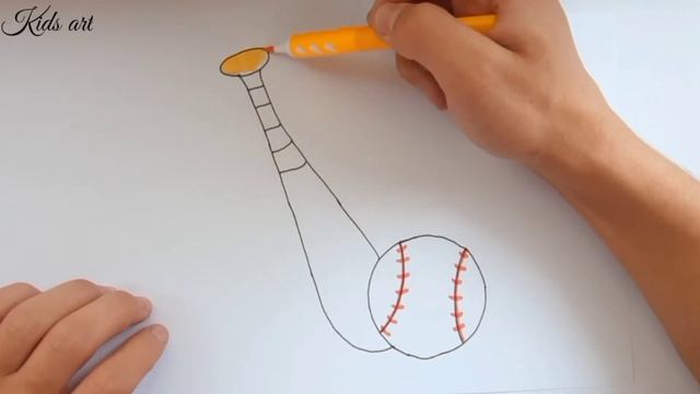 How to draw a baseball and a stick | Учимся рисовать бейсбольный мяч и клюшку смотреть онлайн