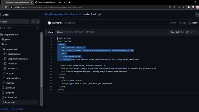 Coding - Ninjas || React - Skill Test || dropdown main - Project смотреть онлайн