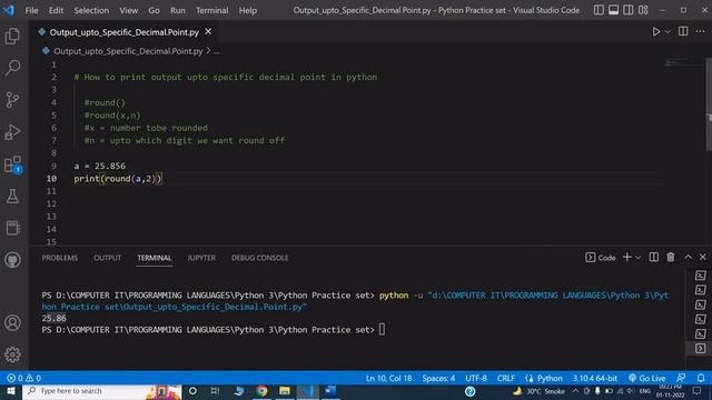 How to print number upto specific decimal in python | Python round() function| @ALLinONE Programmin смотреть онлайн