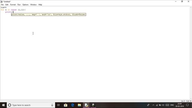Program to print table of a number ,say 5 {With Python} смотреть онлайн