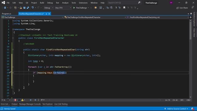 How to find first non repeated character in a string - C# Programming Tutorial смотреть онлайн