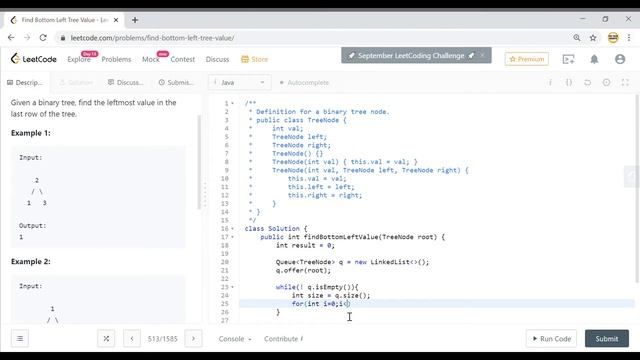 Leetcode 513 | Find Bottom Left Tree Value | Medium Level Tree problem (Java Solution) смотреть онлайн