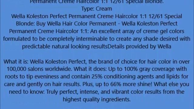Wella Koleston Perfect Permanent Cream Haircolor 12 61 Special Blonde Violet Ash 2 Oz