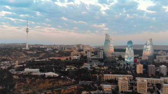 Flame Towers in Baku - Aerial Drone Footage смотреть онлайн