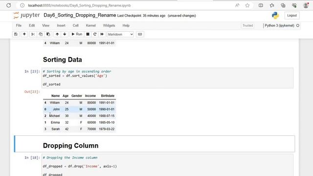 Day 6: Data manipulation with pandas (sorting, dropping columns, renaming columns) смотреть онлайн