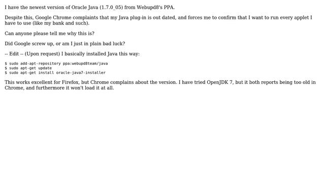 Ubuntu: Why does Chrome report java as old, even though I have the newest version? (2 Solutions!!) смотреть онлайн