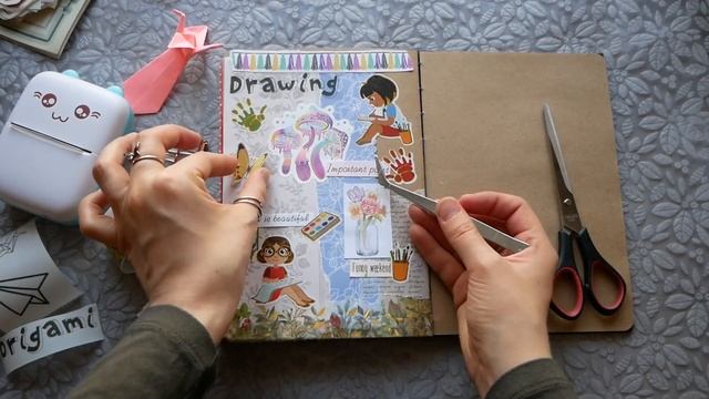 ?️Scrapbook With Me - Drawing and Origami Theme ASMR | journaling relaxing sounds смотреть онлайн