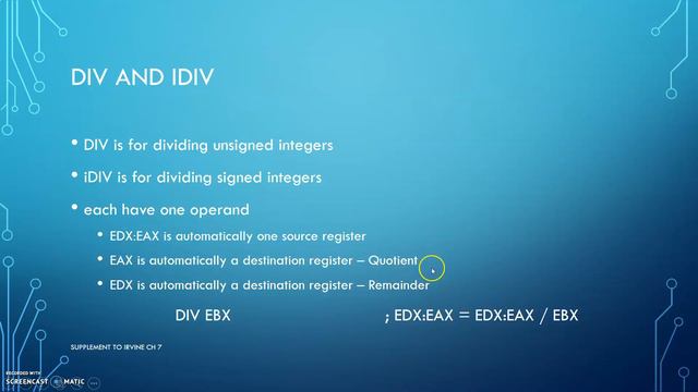 CSIT 256 Irvine Ch 7 mul imul div idiv addendum смотреть онлайн