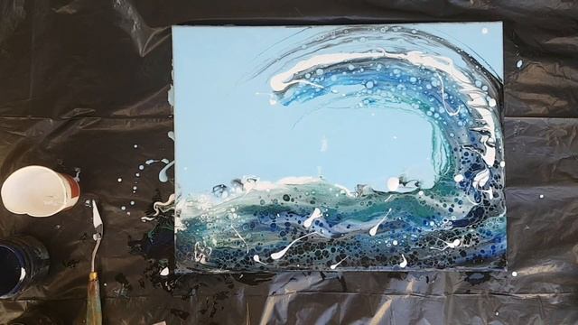 "Волна" Картина, Абстракция, Акриловая заливка, Acrilik Pouring, fluid art смотреть онлайн