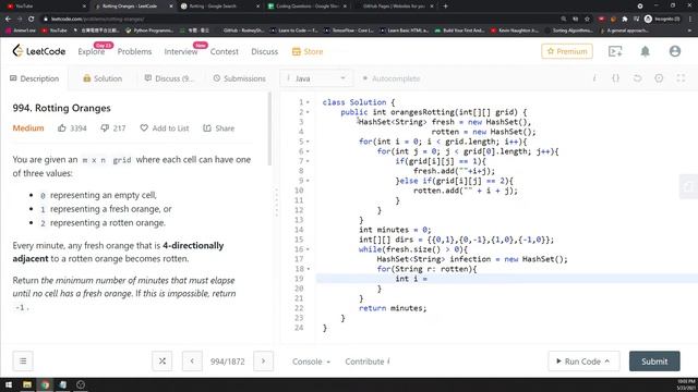 LeetCode 994 | Rotting Oranges | HashSet | Java смотреть онлайн