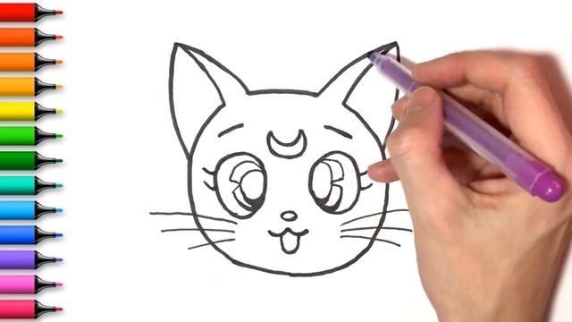 Как нарисовать кошку Луну из Сейлор Мун | Рисунок - Раскраска. How To Draw Luna Cat from Sailor Moo смотреть онлайн