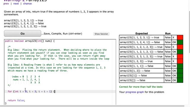 Codingbat - array123 (Java) смотреть онлайн