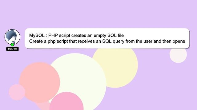 MySQL : PHP script creates an empty SQL file смотреть онлайн