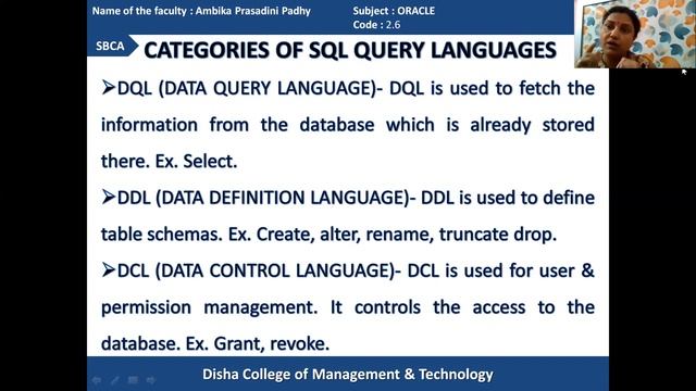 ORACLE CLASS 6 SQL INTERFACE, SQL QUERY LANGUAGES смотреть онлайн