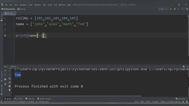python List Negative Indexing | Accessing Data in List Python смотреть онлайн