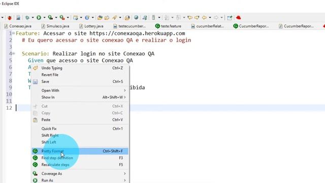 Criando Snippets de Classe Java com .FEATURE: Visualizando Relatórios CUCUMBER! | Eclipse IDE смотреть онлайн