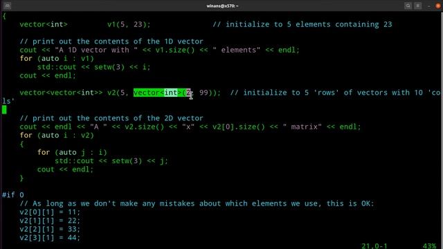 How to create a 2D vector with std::vector смотреть онлайн