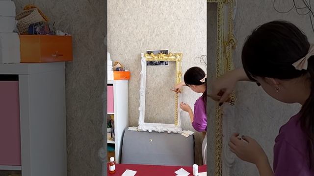 Переделка рамы для зеркала . Золочение поталью . Винтажное зеркало смотреть онлайн