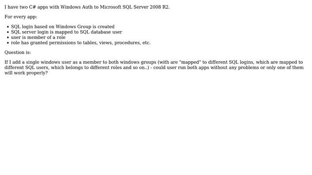 Databases: User in multiple windows groups mapped to sql logins смотреть онлайн