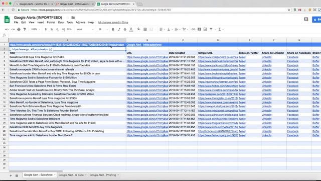 IMPORTFEED Function: Consolidate Multiple Google Alerts Into a Single Google Sheets File смотреть онлайн