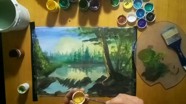 как нарисовать простой пейзаж гуашью для начинающих （летний пейзаж） смотреть онлайн