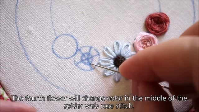 [Eng Sub]꽃리스 프랑스자수(스파이더웹로즈 응용) Floral Wreath Hand Embroidery смотреть онлайн