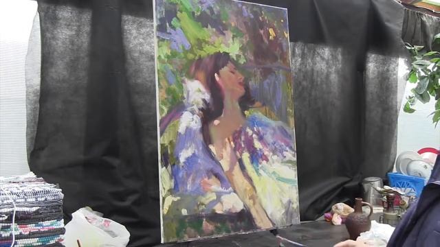 Игорь Сахаров, портрет женский в стиле импрессионизм 1ч пленэр, этюд, живопись для начинающих 1 смотреть онлайн